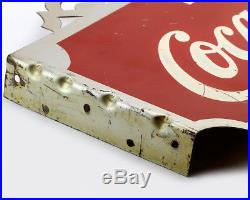 Rare Vintage 1937 DRINK COCA-COLA Double-Sided Metal Flange Sign, A. A. W. 1937
