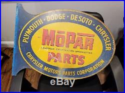 Rare Vintage 1940's Mopar Chrysler Plymouth Dodge Gas Oil 24 Metal Flange Sign