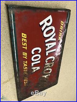 Rare Vintage 1940's RC Royal Crown Cola Soda Pop 2 Sided Metal Flange Sign