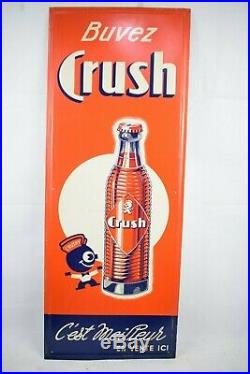 Rare Vintage 1940s Orange Crush Crushy Embossed Metal Sign