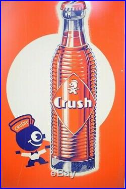 Rare Vintage 1940s Orange Crush Crushy Embossed Metal Sign