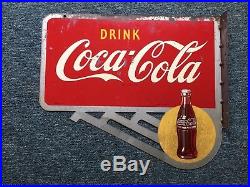 Rare Vintage 1948 Coca Cola Soda Pop Bottle 2 Sided 24 Metal Flange Sign