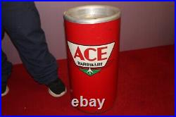 Rare Vintage 1950's Ace Hardware Store Ashtray Trash Can Waste Basket Metal Sign