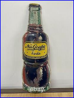 Rare Vintage 1950's NuGrape Nu Grape Soda Pop 17 Embossed Metal Sign