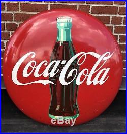 Rare Vintage 1950s 36 Round Porcelain Metal Coca-Cola Coke Button Sign