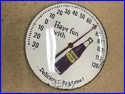 Rare Vintage 1960's NuGrape Nu Grape Soda Pop 12 Round Metal Thermometer Sign