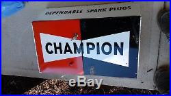 Rare Vintage Champion Spark Plug Sign Metal Cabinet Box Auto Shop real nice