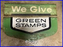 Rare Vintage Double Side We Give Green Stamps Metal Tin Sign