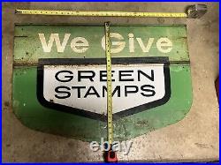 Rare Vintage Double Side We Give Green Stamps Metal Tin Sign