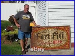 Rare Vintage Fort Pitt Special Beer Pittsburgh Pa Large 3' X 5' Metal Sign