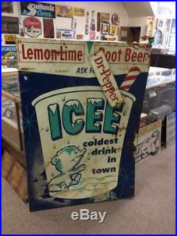 Rare Vintage ICEE Slush Drink Metal Sign Cola Soda Gas Oil Dr. Pepper Root Beer