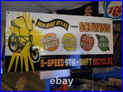 Rare Vintage Large Schwinn Bicycle Advertising Heavy Porcelain Metal Sign