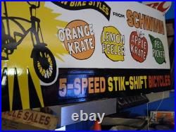 Rare Vintage Large Schwinn Bicycle Advertising Heavy Porcelain Metal Sign