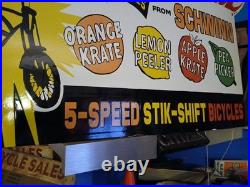 Rare Vintage Large Schwinn Bicycle Advertising Heavy Porcelain Metal Sign