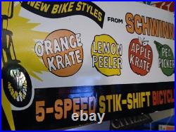 Rare Vintage Large Schwinn Bicycle Advertising Heavy Porcelain Metal Sign
