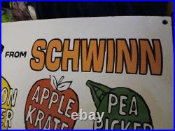 Rare Vintage Large Schwinn Bicycle Advertising Heavy Porcelain Metal Sign