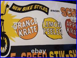 Rare Vintage Large Schwinn Bicycle Advertising Heavy Porcelain Metal Sign