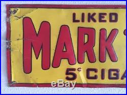 Rare Vintage Mark Twain 5c Cigar/Tobacco Embossed Metal Sign Liked By All