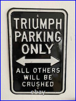 Rare Vintage Metal Advertising Enamel Sign Plate Triuph Parking 18