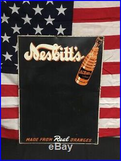 Rare Vintage Nesbitts 1940s 50s Advertising Menu Board Embossed Metal. Original