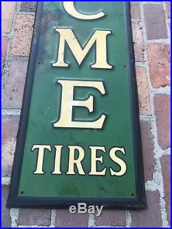 Rare Vintage Original 1937 Cities Service Oil Gas Metal Vertical Acme Tires Sign