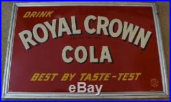 Rare Vintage Original 1952 Royal Crown Cola Embossed Metal Soda Sign 34x22