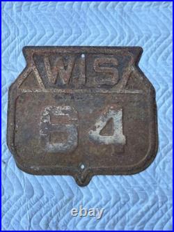Rare Vintage Original Wisconsin Highway 64 Shield Metal Sign