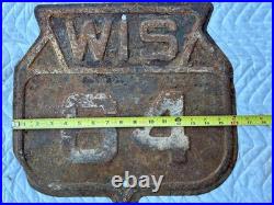 Rare Vintage Original Wisconsin Highway 64 Shield Metal Sign