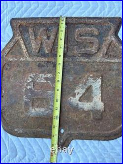 Rare Vintage Original Wisconsin Highway 64 Shield Metal Sign