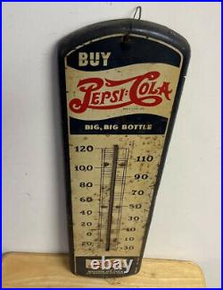 Rare Vintage Pepsi Cola Soda Pop 27 Metal Thermometer Sign WORKS
