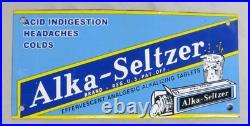 Rare Vintage Porcelain Metal Alka Seltzer Advertising Sign EXC