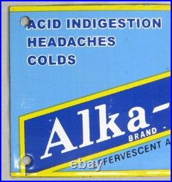 Rare Vintage Porcelain Metal Alka Seltzer Advertising Sign EXC