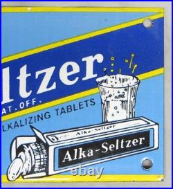 Rare Vintage Porcelain Metal Alka Seltzer Advertising Sign EXC