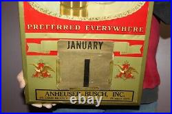 Rare Vintage c. 1940 Budweiser Beer 23 Metal Perpetual Calendar Sign COMPLETE