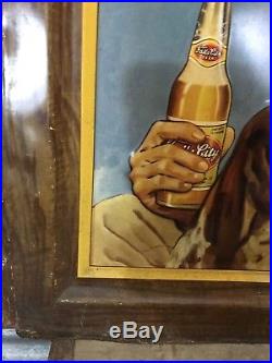 Rare Vtg 50s Falls City Beer Self Framed Metal Sign Hunting Mans Best Friend