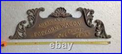 Rare vintage American Wagon popcorn Chicago Il's 2 bronze signs 53 cm x 16 cm