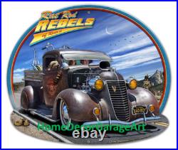 Rat Rod Rebels Cutout Shape Metal Sign Vintage Style Garage Art Rat Rod Rebels Cutout Shape Metal Sign Vintage Style Garage Art
