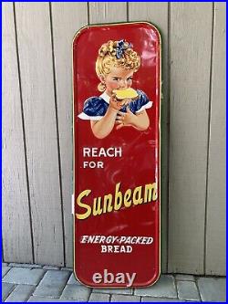Reach For Sunbeam Energy Packed Bread Vintage Metal Sign Advertising Vertical