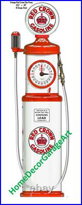 Red Crown Gas Pump, Cutout 22 Gauge Flat Metal Sign, Vintage Style Garage Art Red Crown Gas Pump, Cutout 22 Gauge Flat Metal Sign, Vintage Style Garage Art