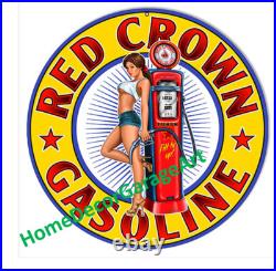 Red Crown Gas Pump Metal Sign, Aged or Clean Design Vintage Style Garage Art Red Crown Gas Pump Metal Sign, Aged or Clean Design Vintage Style Garage Art