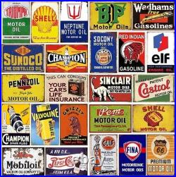 Reproduced Vintage Tin Sign Pack, Gas Oil Retro Advert Antique 24 pieces B