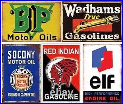 Reproduced Vintage Tin Sign Pack, Gas Oil Retro Advert Antique 24 pieces B