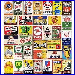 Reproduced Vintage Tin Sign Pack, Gas Oil Retro Advert Antique Metal Signs fo