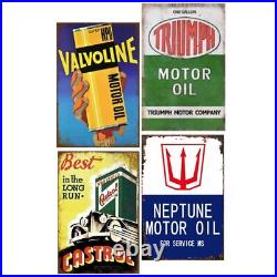 Reproduced Vintage Tin Sign Pack, Gas Oil Retro Advert Antique Metal Signs fo