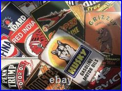 Reproduced Vintage Tin Sign Pack, Gas Oil Retro Advert Antique Metal Signs fo