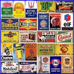 Reproduced Vintage Tin Sign Pack, Gas Oil Retro Advert Antique Metal Signs for Reproduced Vintage Tin Sign Pack, Gas Oil Retro Advert Antique Metal Signs for