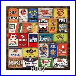 Reproduced Vintage Tin Signs, Gas Oil Retro Advert Metal Sign for Garage Man