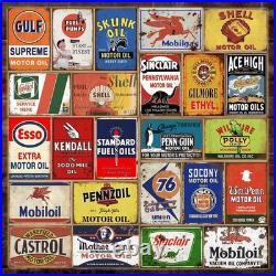 Reproduced Vintage Tin Signs, Gas Oil Retro Advert Metal Sign for Garage Man