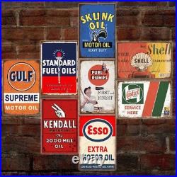 Reproduced Vintage Tin Signs, Gas Oil Retro Advert Metal Sign for Garage Man