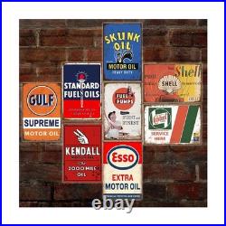 Reproduced Vintage Tin Signs, Gas Oil Retro Advert Metal Sign for Garage Man